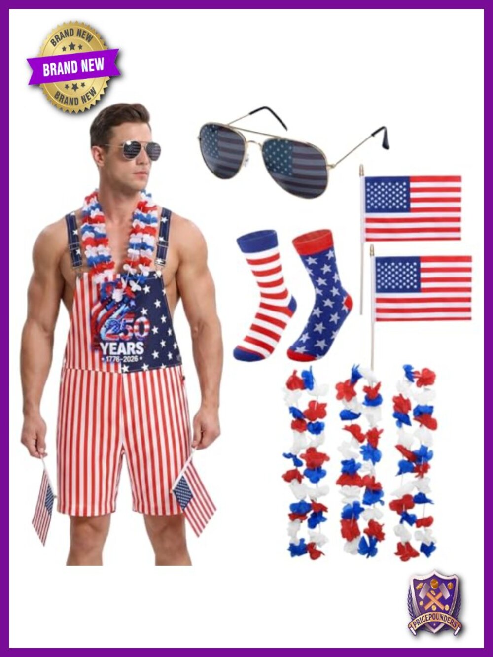 American Flag Bib Overalls Patriotic 4th of July Twill Set